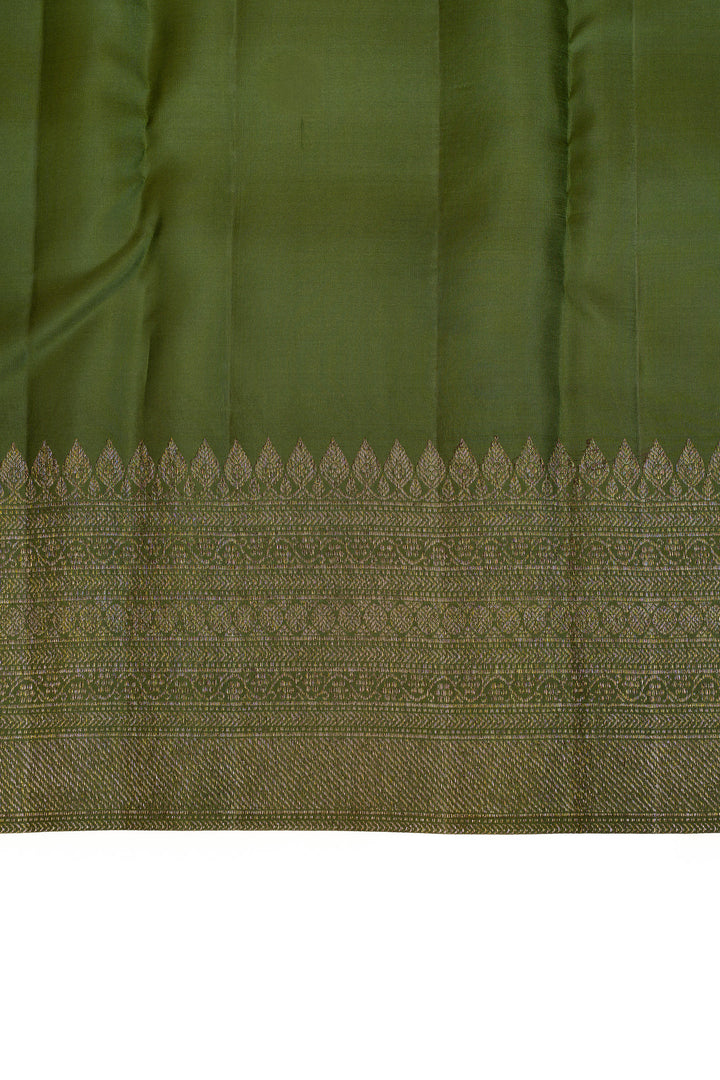 Pine green floral brocade pure Kanchipuram silk saree
