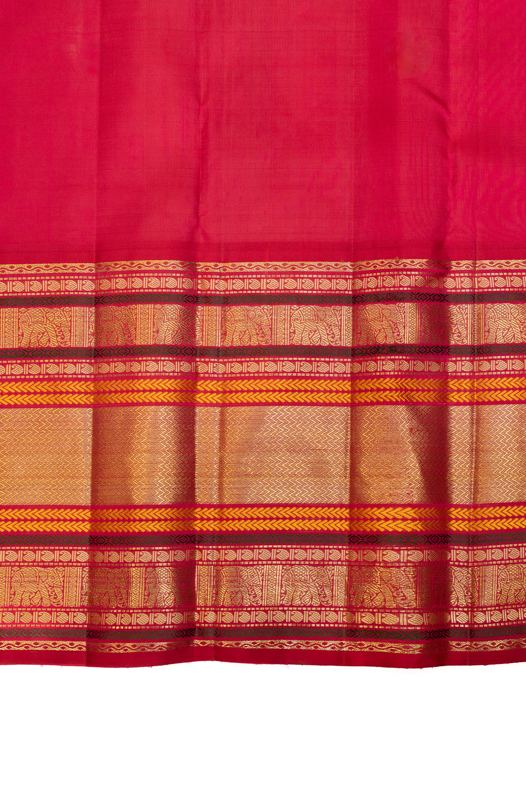 Yellow and pink Varisaipettu  pure Kanchipuram silk saree