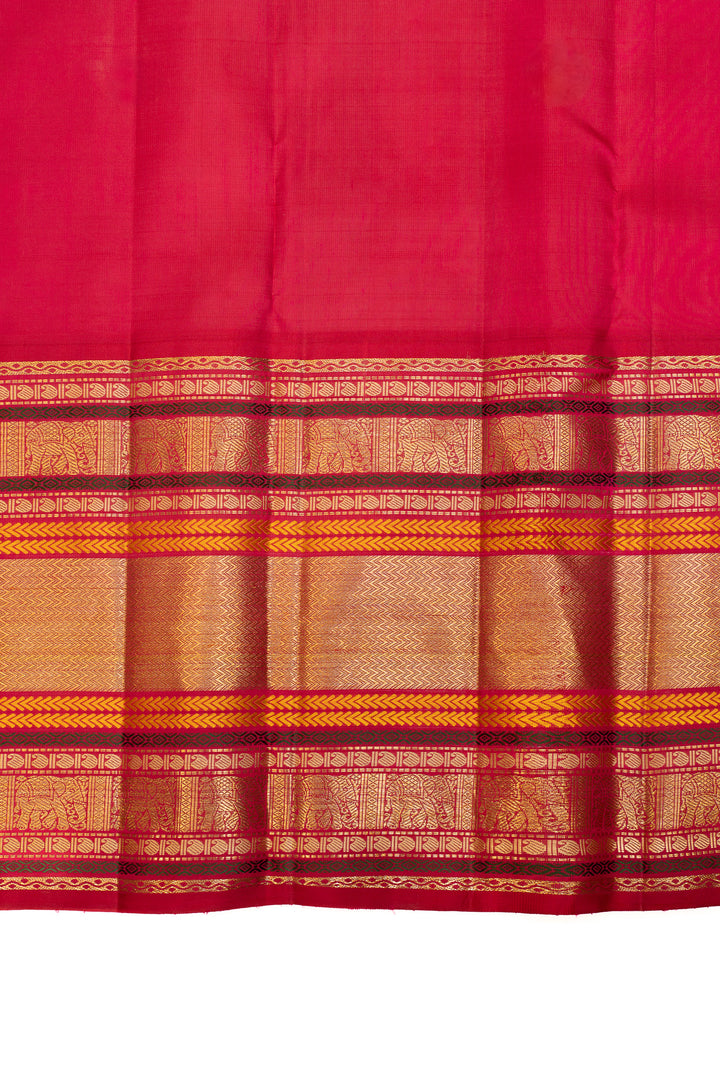 Yellow and pink Varisaipettu  pure Kanchipuram silk saree
