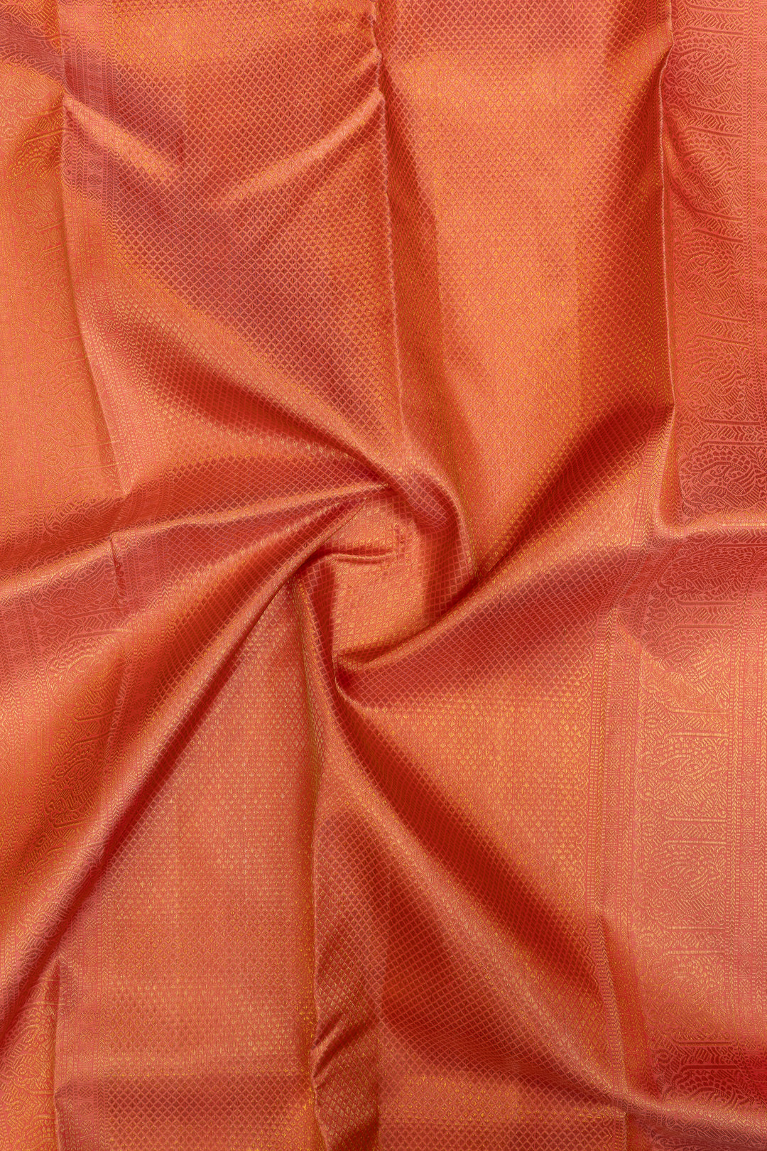 Off white and pink traditional pure Kanchipuram silk saree