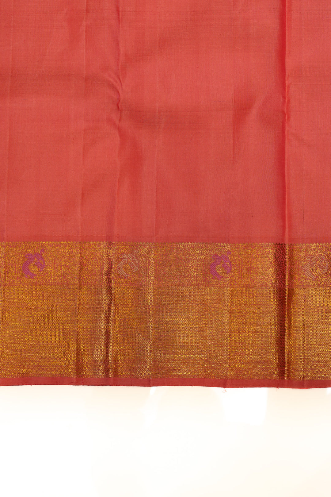 Off white and pink traditional pure Kanchipuram silk saree