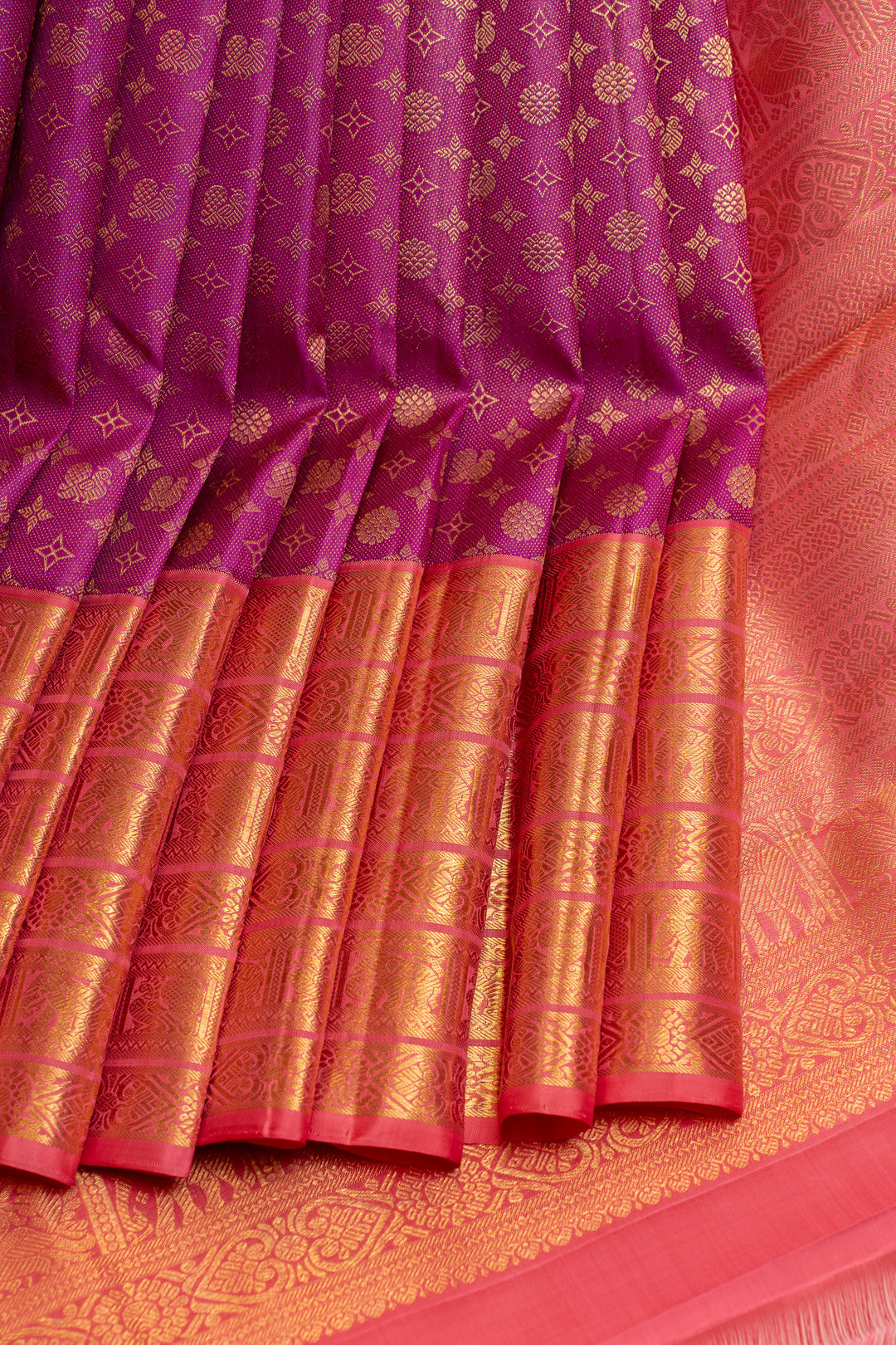 Magenta brocade pure Kanchipuram silk saree