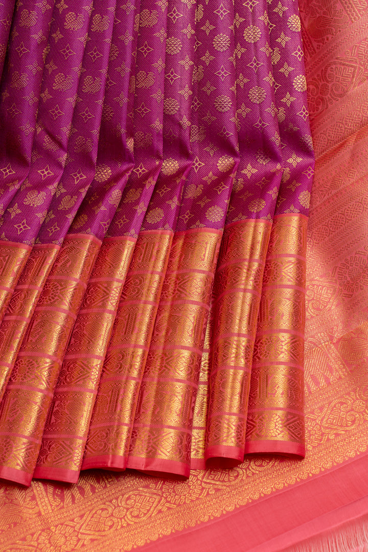 Magenta brocade pure Kanchipuram silk saree