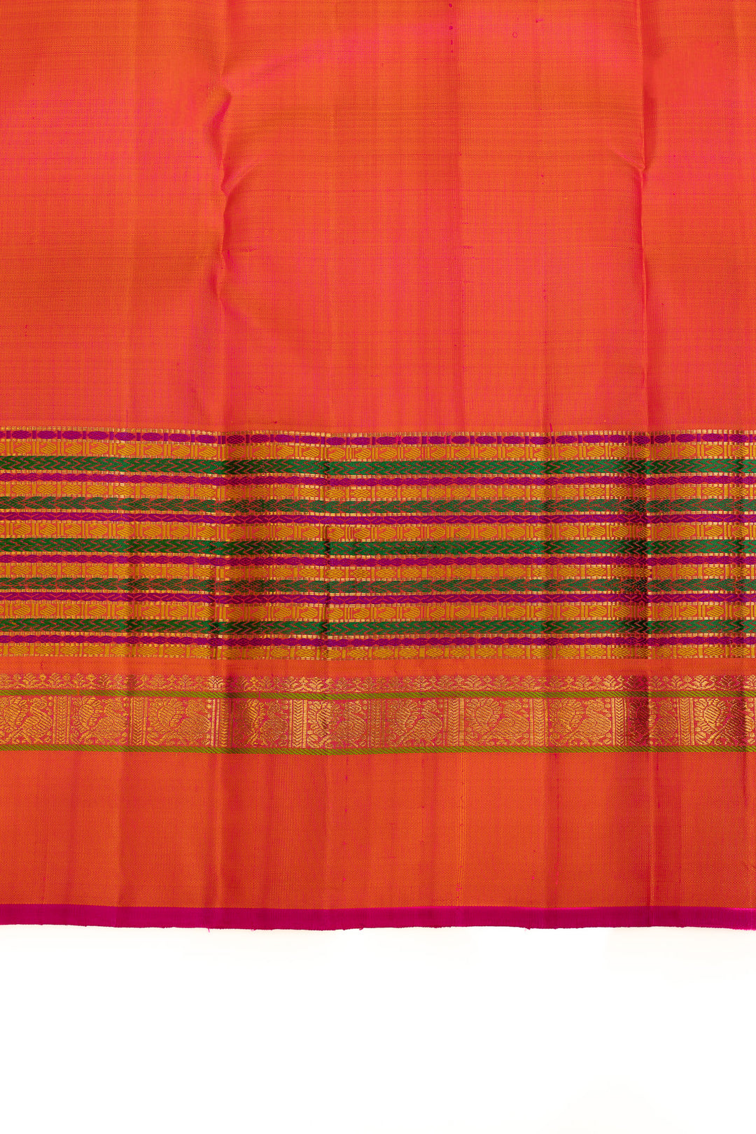 Purple multi stripes pure Kanchipuram silk saree