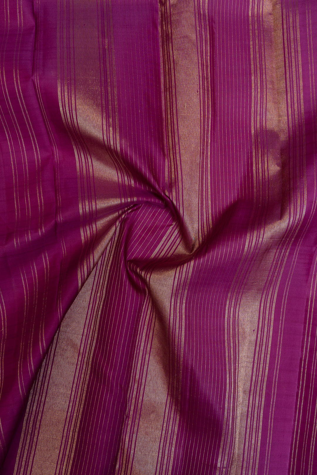 Purple multi stripes pure Kanchipuram silk saree