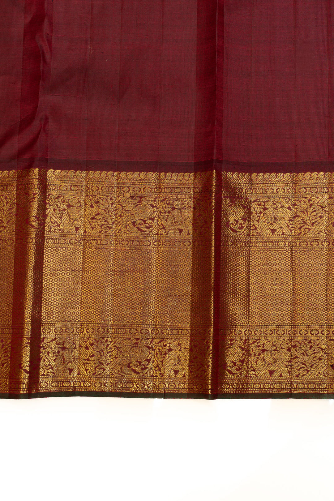 Orange and brown minakari brocade pure Kanchipuram silk saree