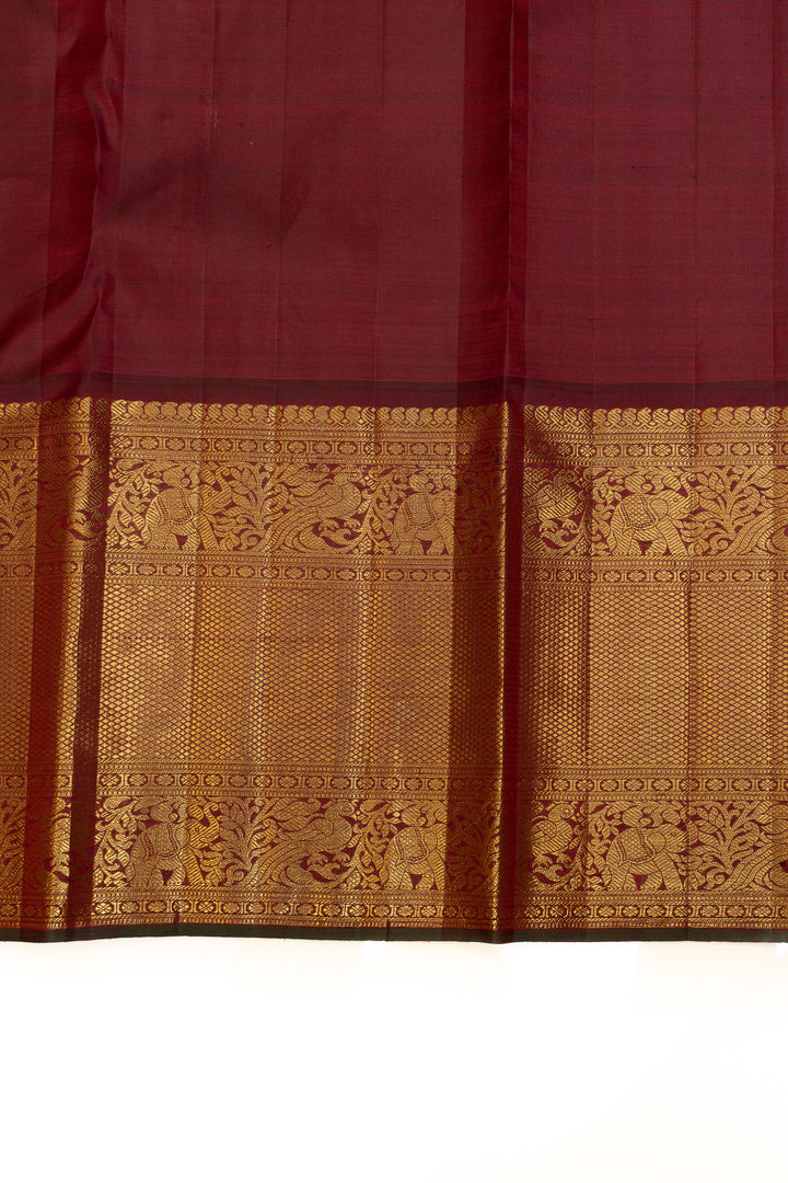 Orange and brown minakari brocade pure Kanchipuram silk saree