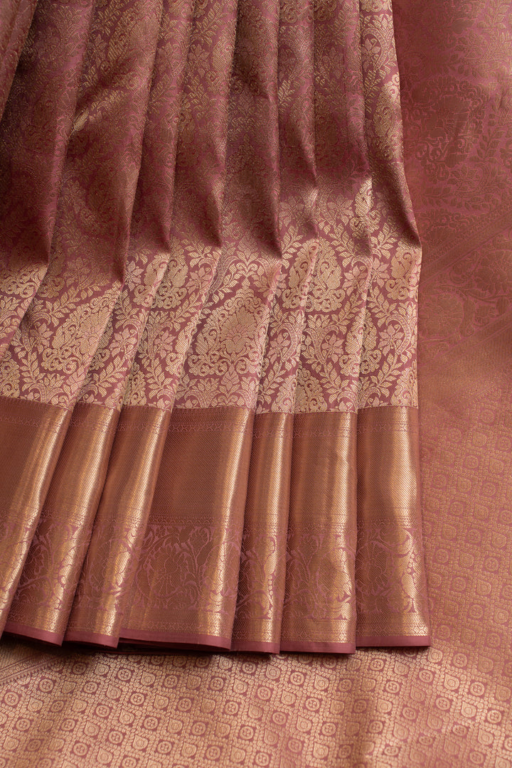 Rouge pink thilakam brocade pure Kanchipuram silk saree