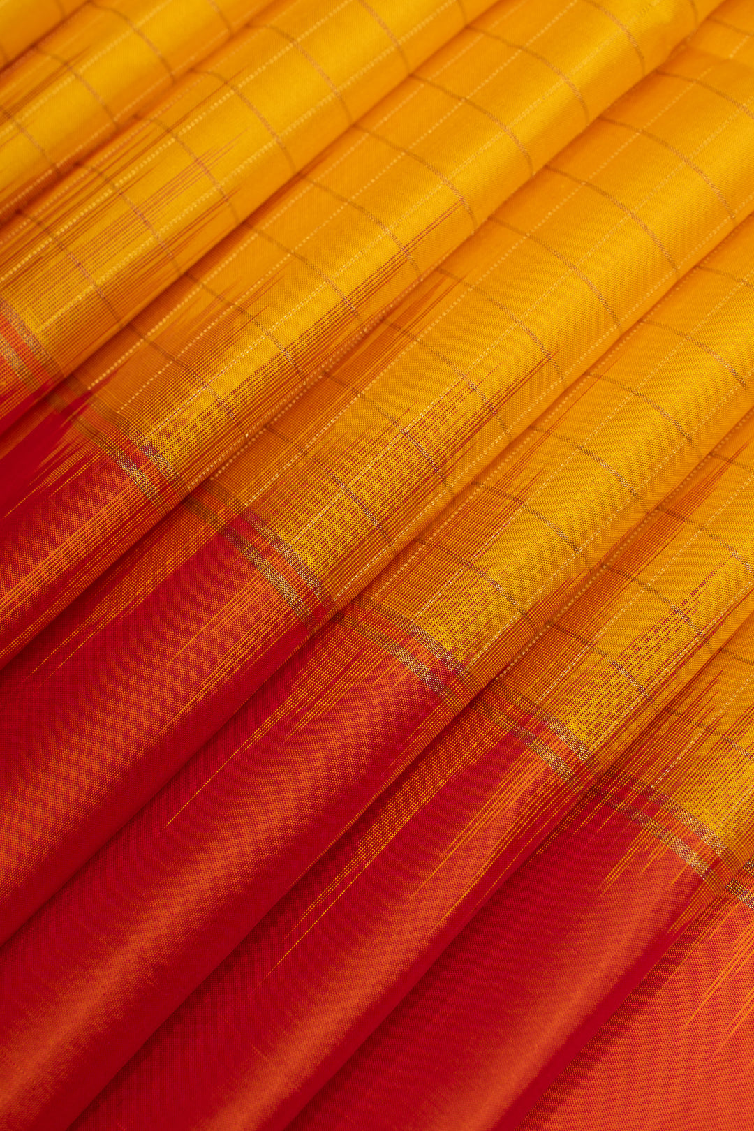 Yellow zari checks pure soft silk saree
