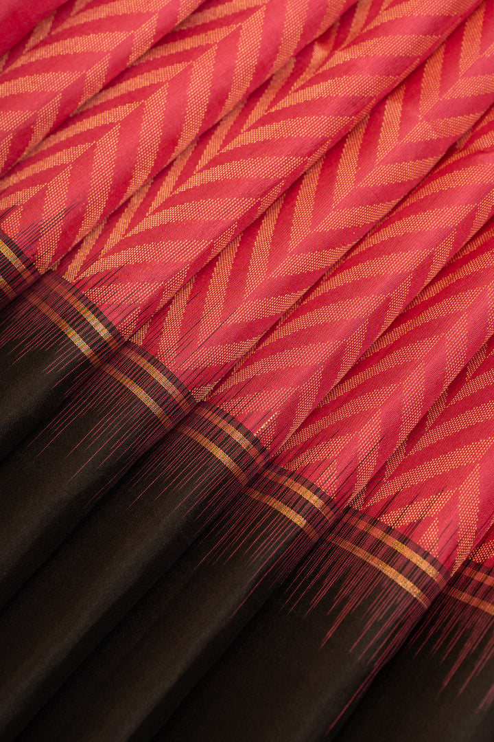 Magenta pink chevron pure soft silk saree