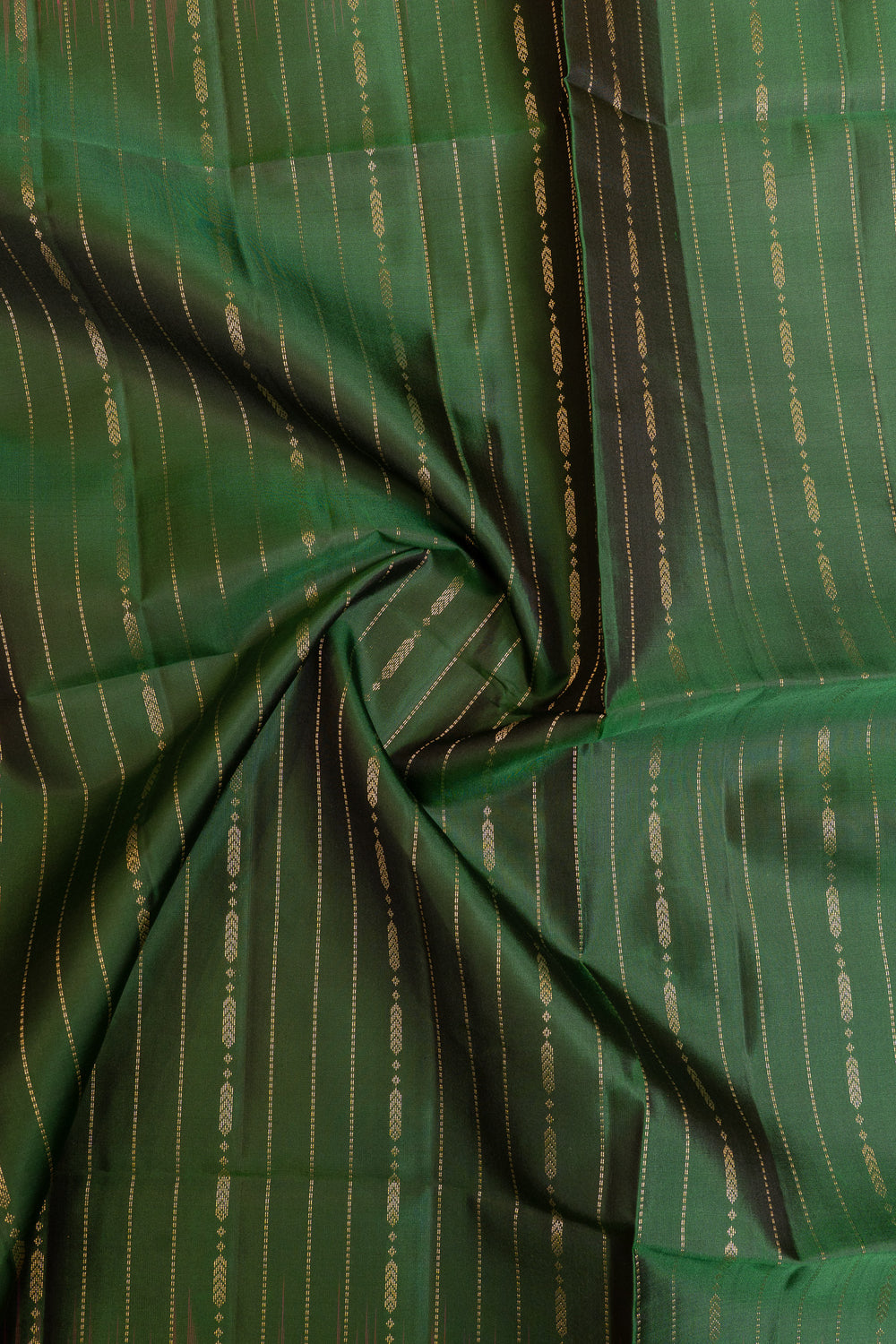 Bottle green and orange pure soft silk saree