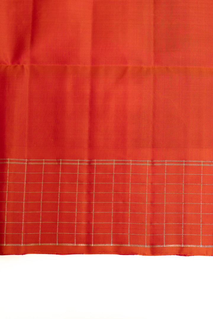 Bottle green and orange pure soft silk saree