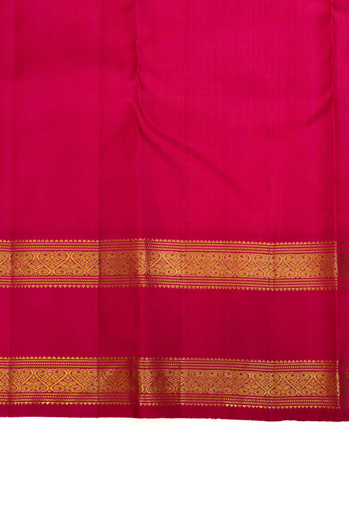 Peacock blue rettai pettu pure Kanchipuram silk saree