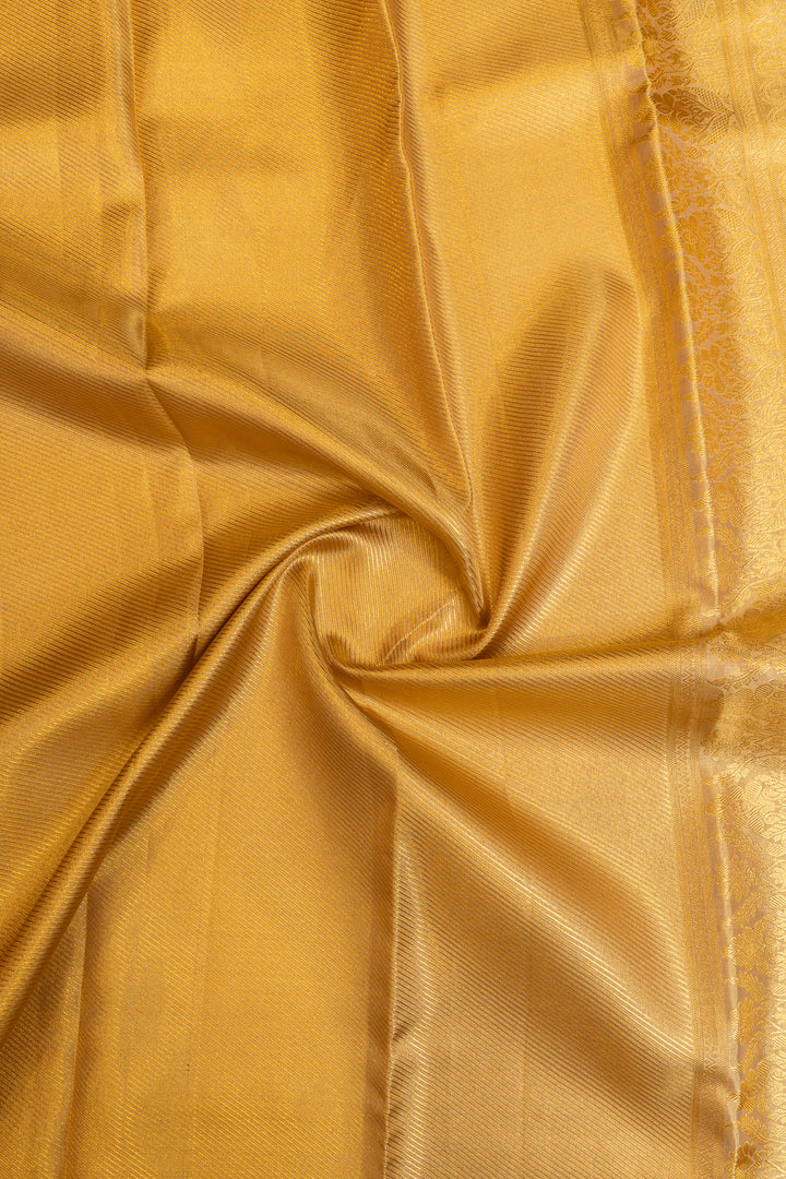 Silverish Gold paisley brocade pure Kanchipuram silk saree