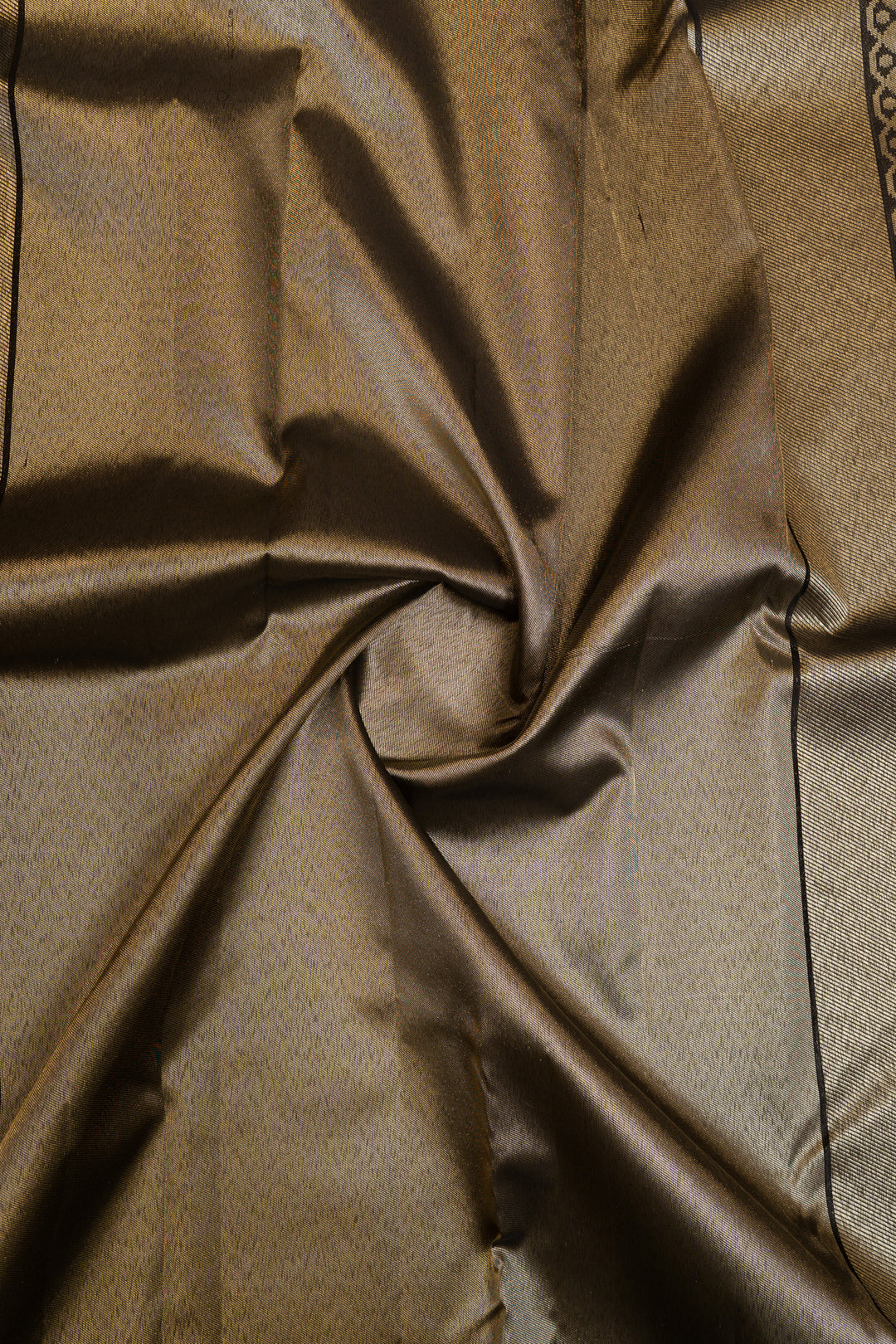 Black silver and gold floral brocade pure Kanchipuram silk saree