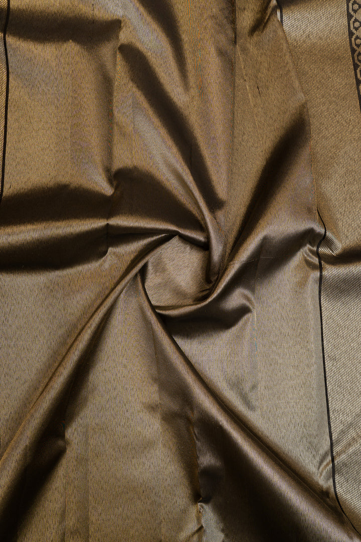 Black silver and gold floral brocade pure Kanchipuram silk saree