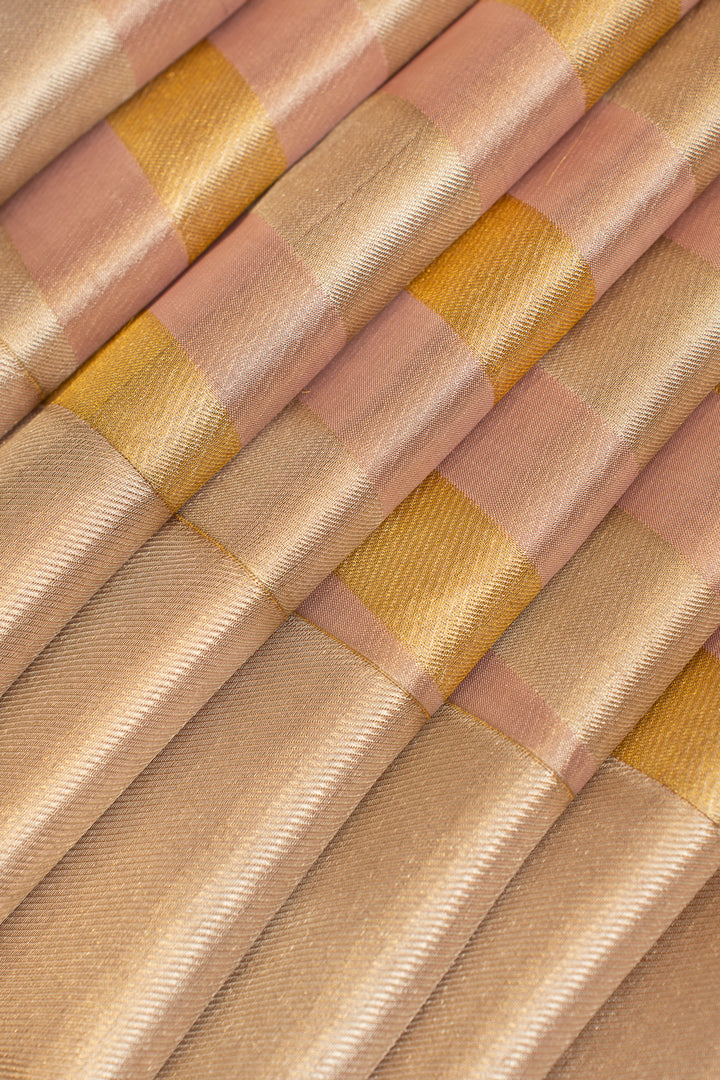 Pink stripes tissue Kanchipuram silk saree