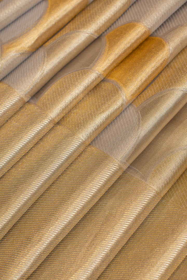 Silver and gold tissue brocade pure Kanchipuram silk saree