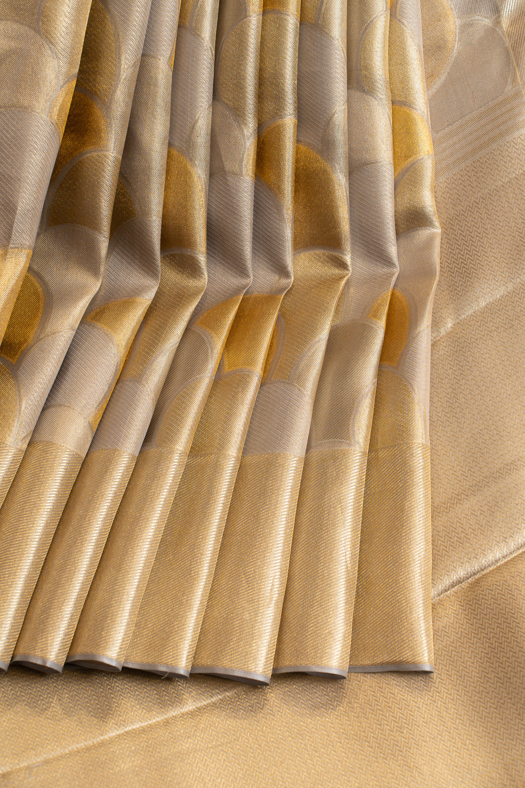 Silver and gold tissue brocade pure Kanchipuram silk saree