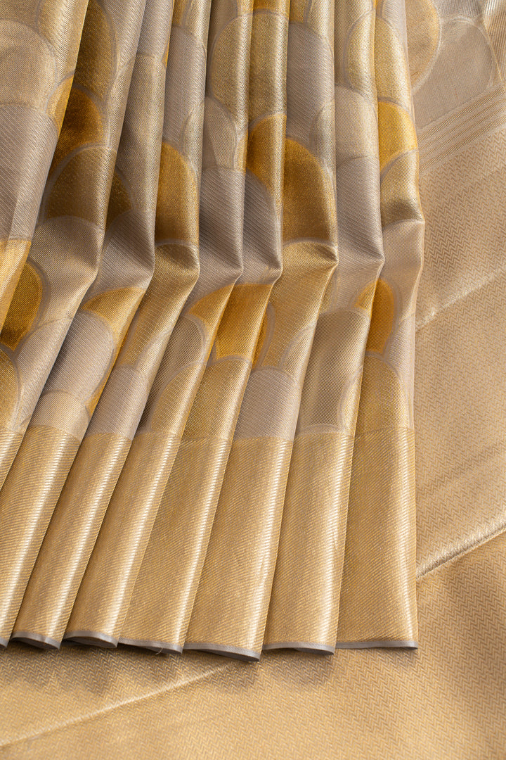 Silver and gold tissue brocade pure Kanchipuram silk saree
