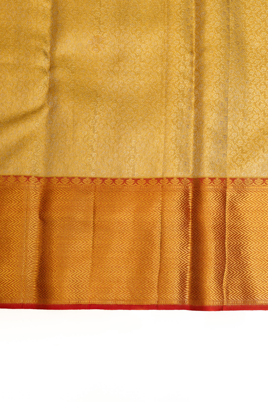 Silverish gold vanasingaram brocade pure  Kanchipuram silk saree