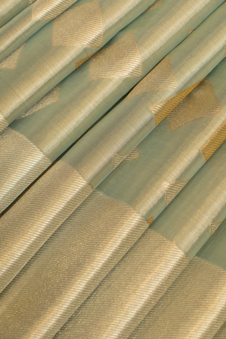 Pastel blue diamond tissue pure Kanchipuram silk saree