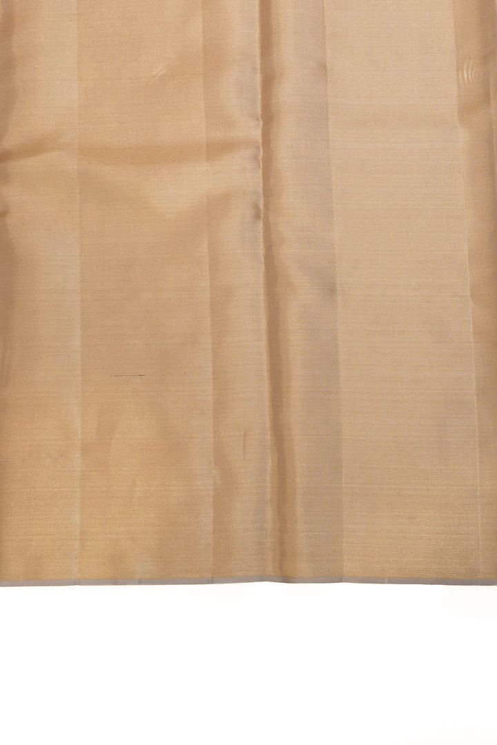 Peach pink geometric tissue brocade pure Kanchipuram silk saree
