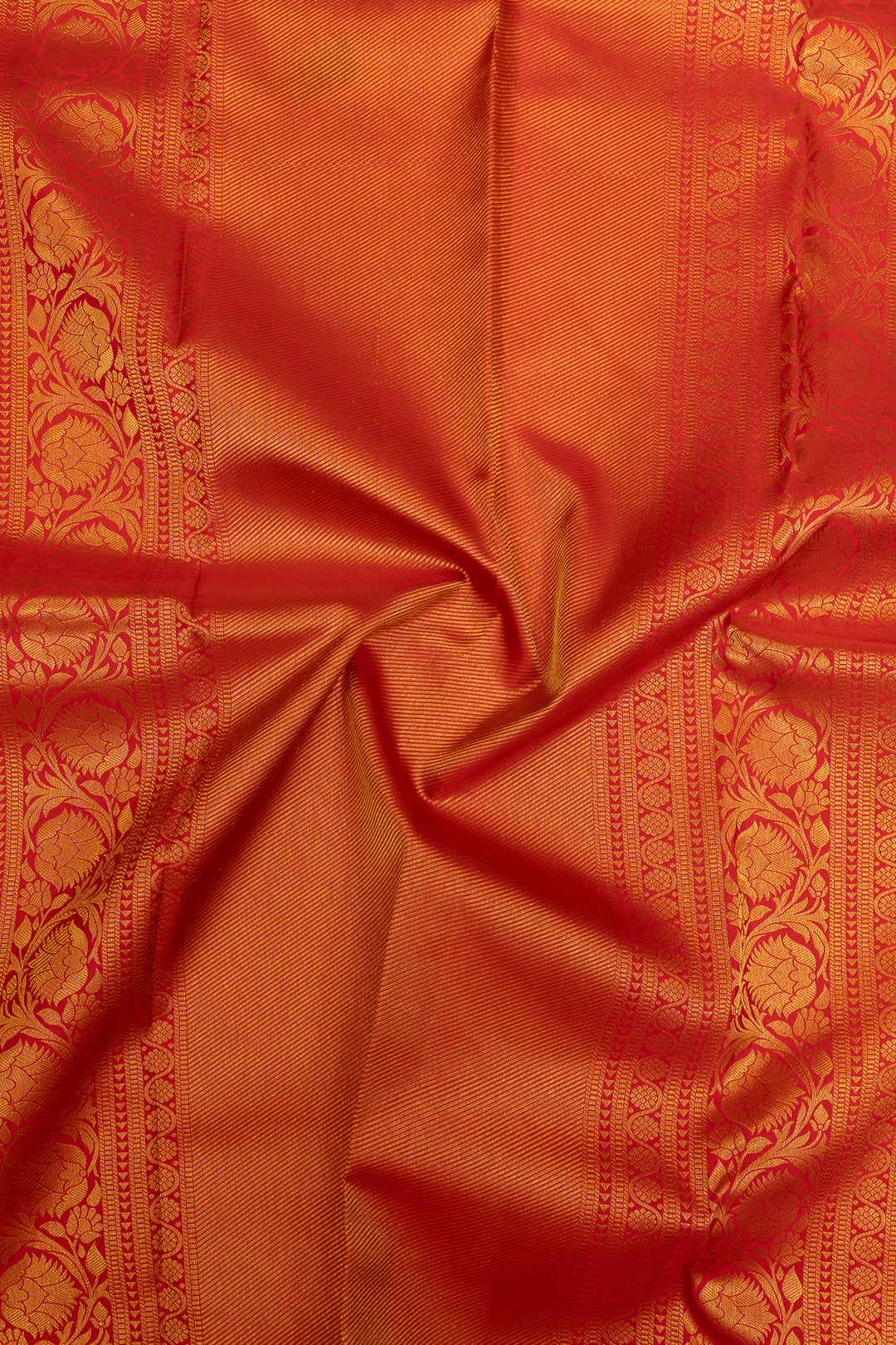 Ivory and red floral brocade pure Kanchipuram silk saree