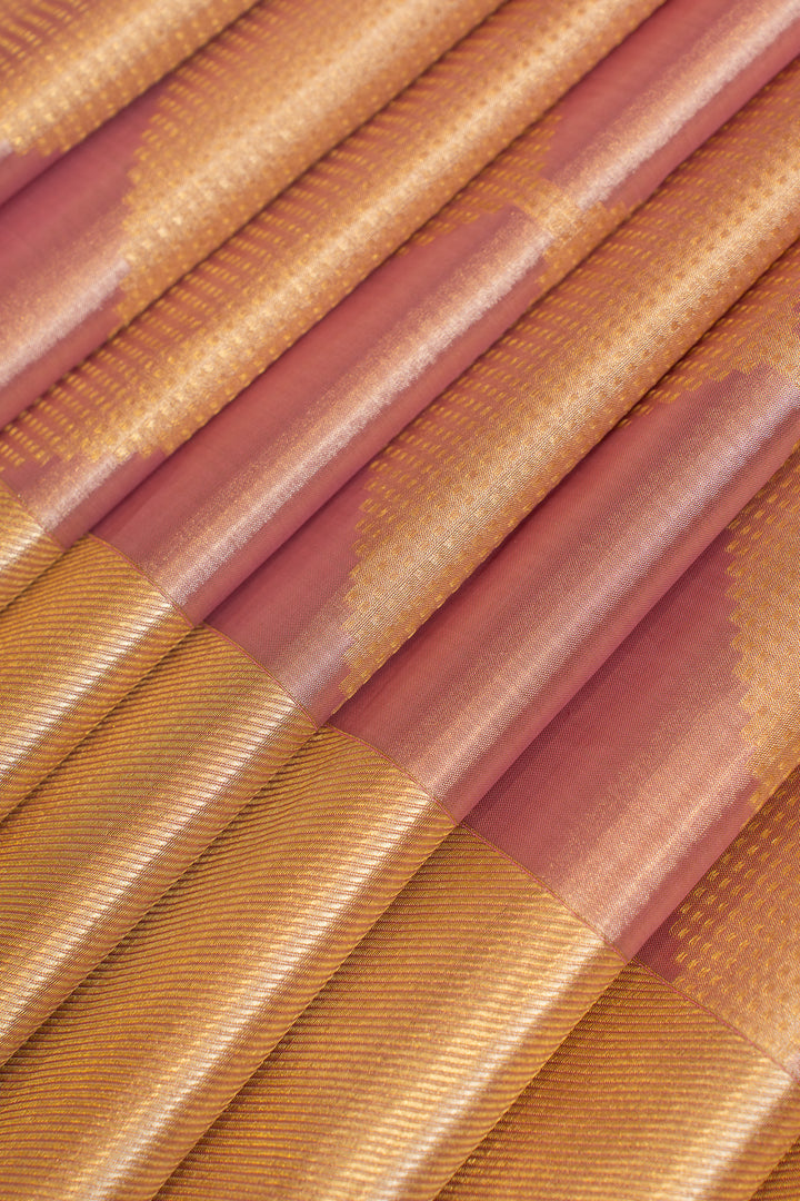Baby rose and gold tissue Kanchipuram silk saree