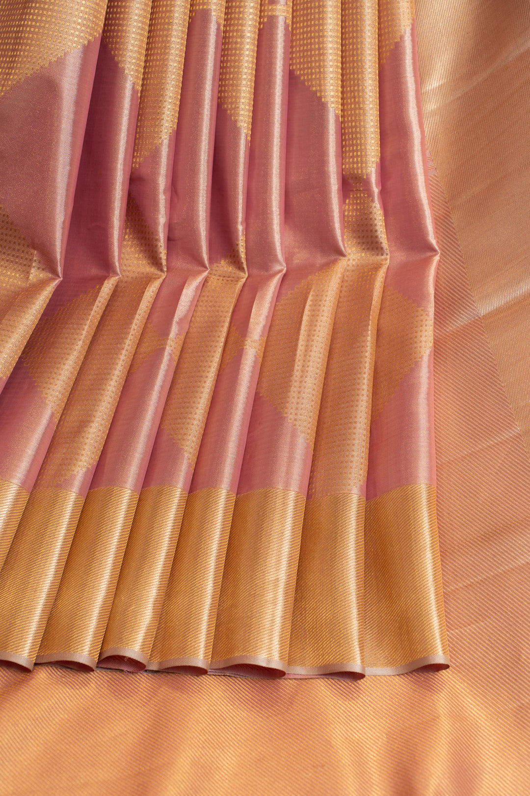 Baby rose and gold tissue Kanchipuram silk saree