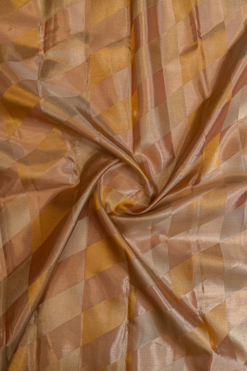Peach and pastel pink diamond tissue  pure Kanchipuram silk saree