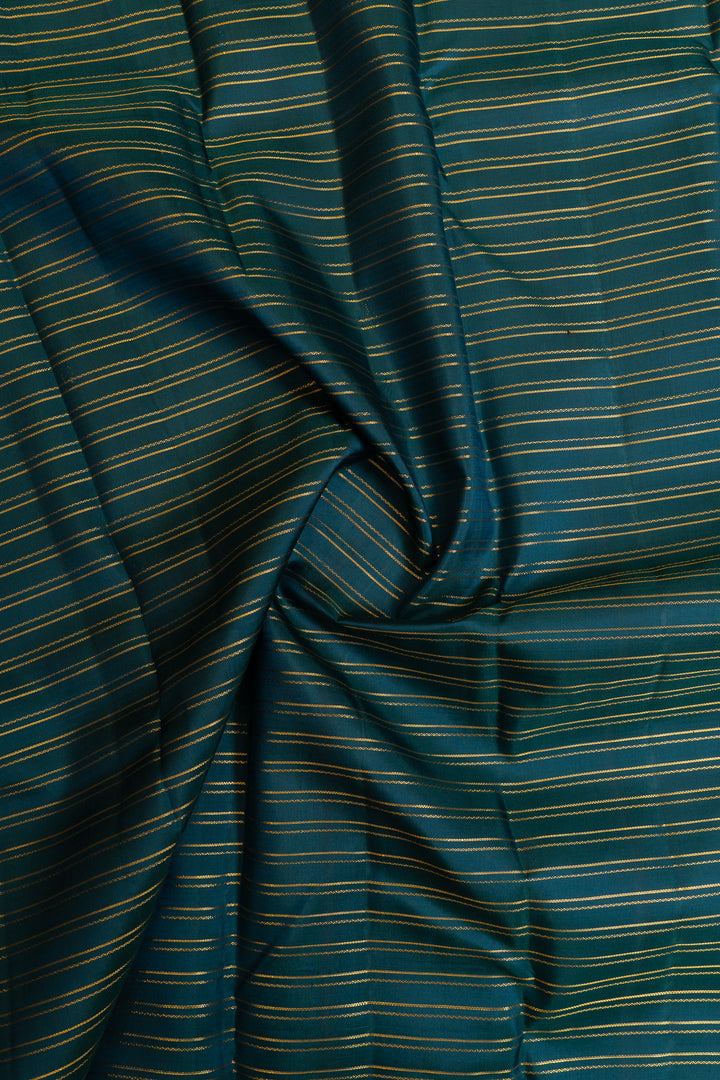 Vintage blue neli stripes  pure Kanchipuram silk saree