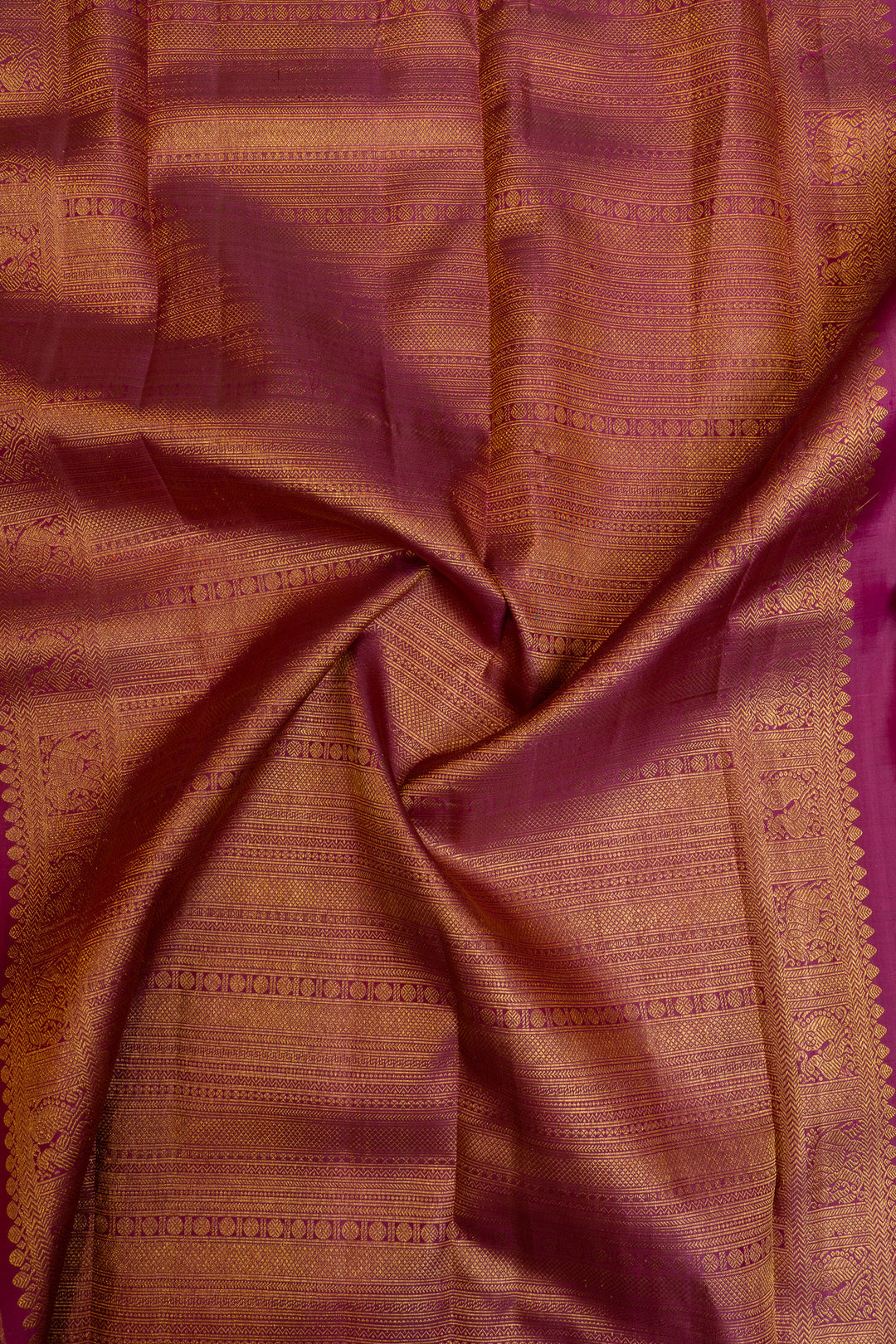 Orange vintage stripes pure Kanchipuram silk saree