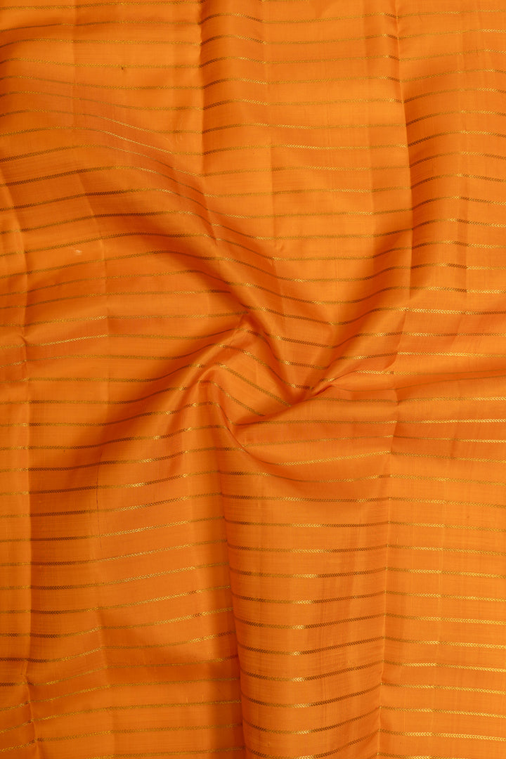 Orange vintage stripes pure Kanchipuram silk saree