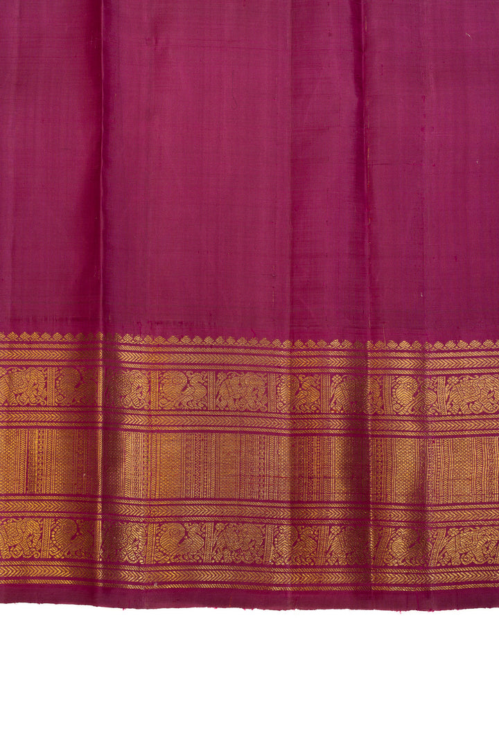 Orange vintage stripes pure Kanchipuram silk saree