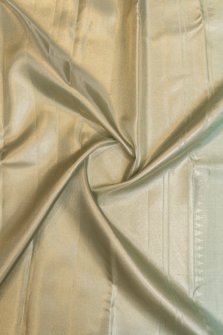 Pastel blue stripes tissue pure Kanchipuram silk saree
