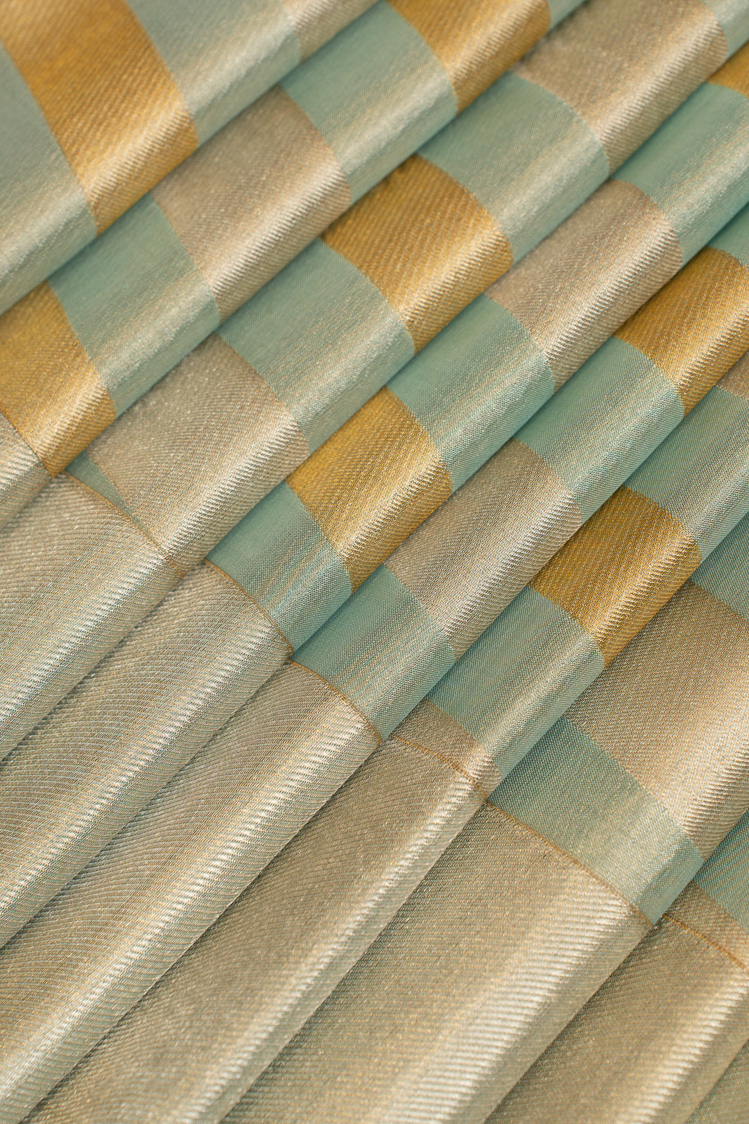 Pastel blue stripes tissue pure Kanchipuram silk saree