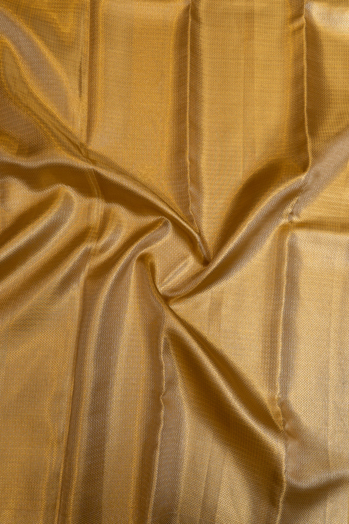 Gold and orange triangle brocade pure Kanchipuram silk saree