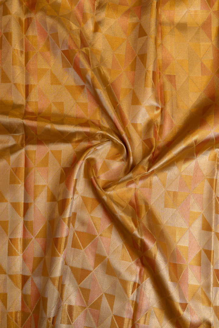 Gold and orange triangle brocade pure Kanchipuram silk saree