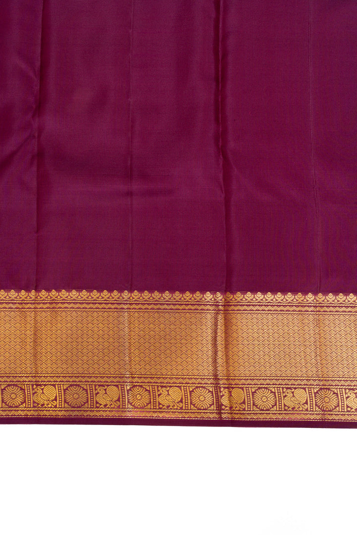 Orange and purple floral brocade pure Kanchipuram silk saree