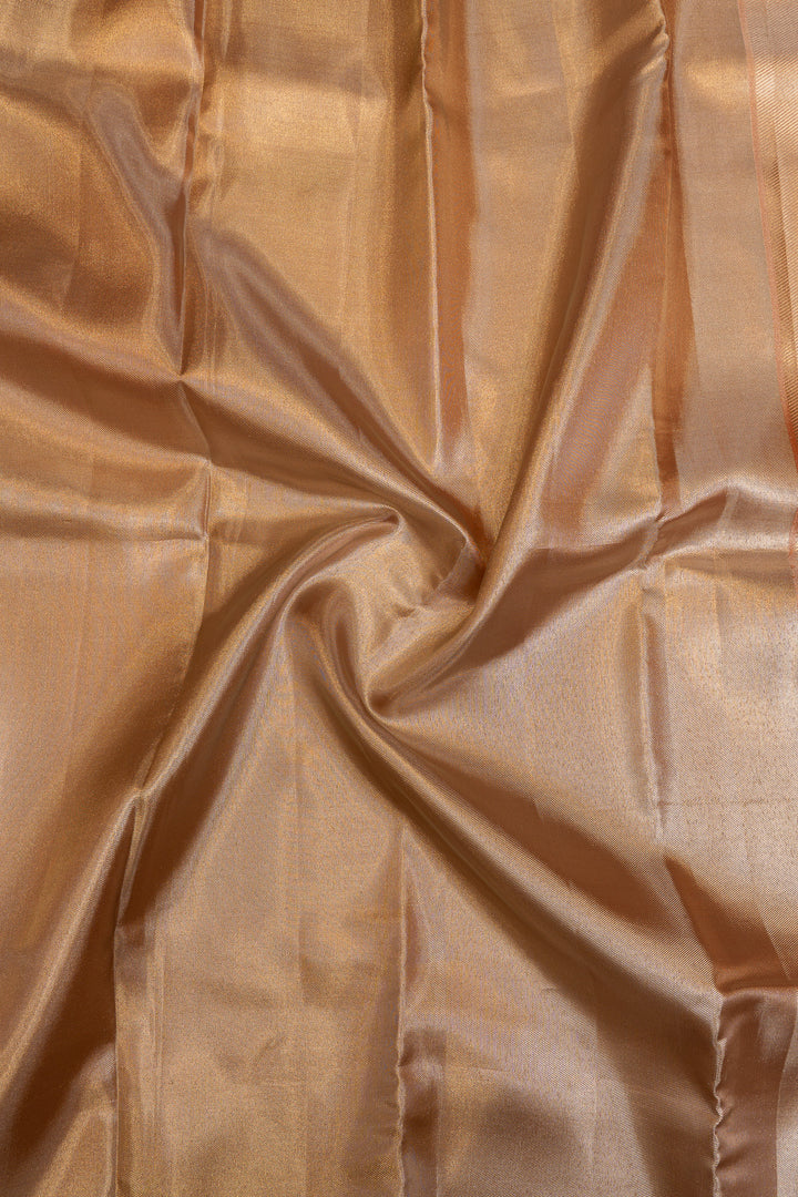 Orange and silver tissue pure Kanchipuram silk saree