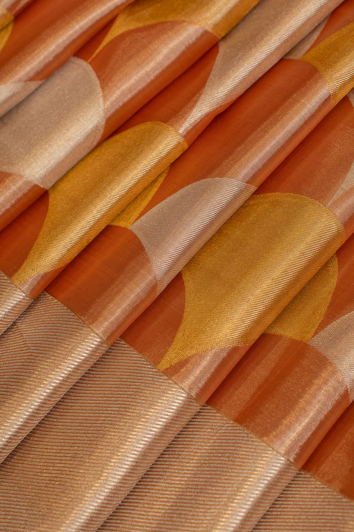 Orange and silver tissue pure Kanchipuram silk saree