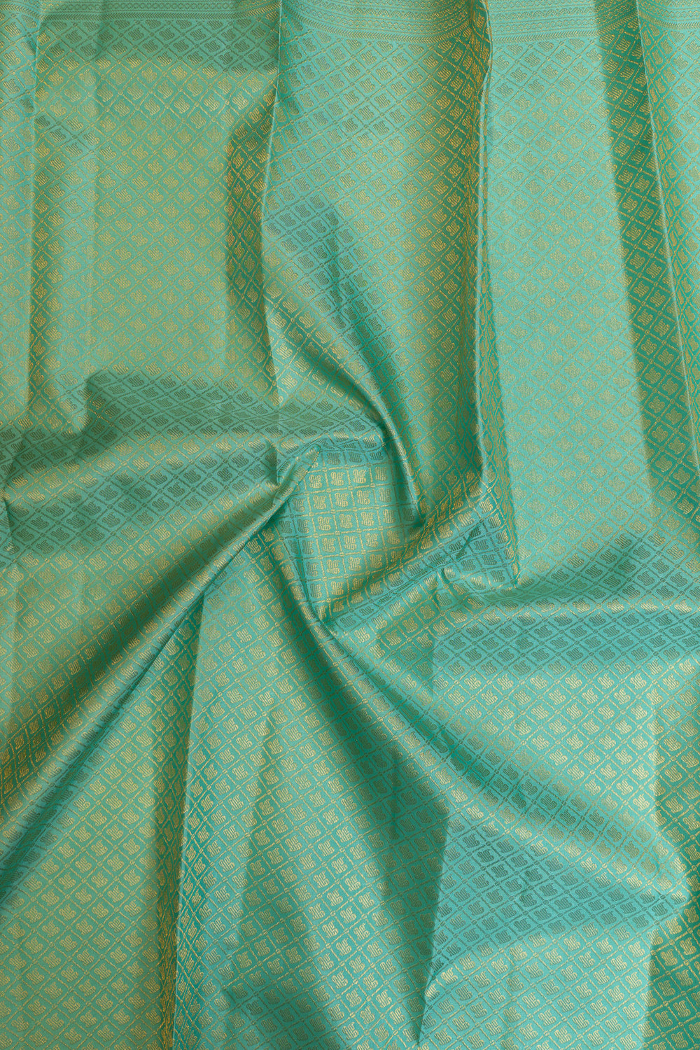 Turquoise blue and pink brocade pure Kanchipuram silk saree