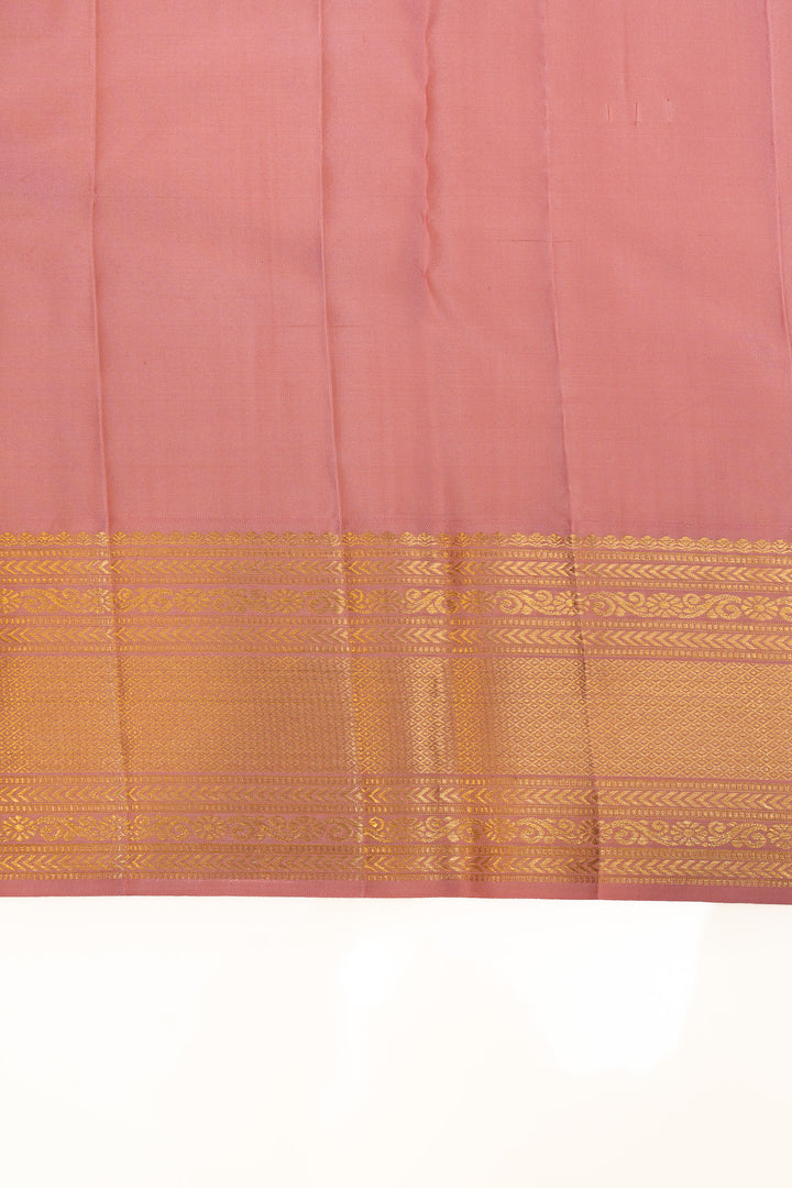Turquoise blue and pink brocade pure Kanchipuram silk saree