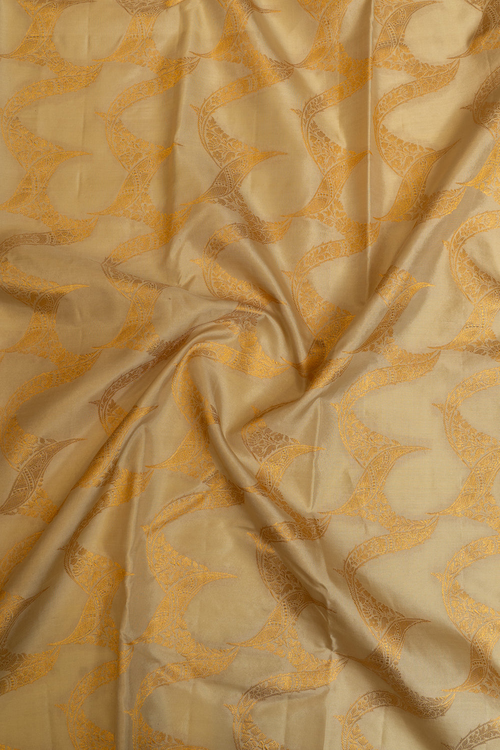 Ivory and gold pure Kanchipuram silk saree
