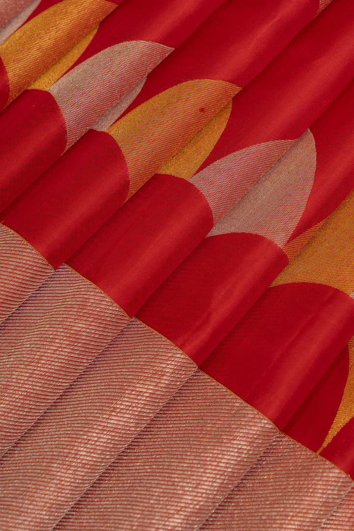 Red and gold pure Kanchipuram silk saree