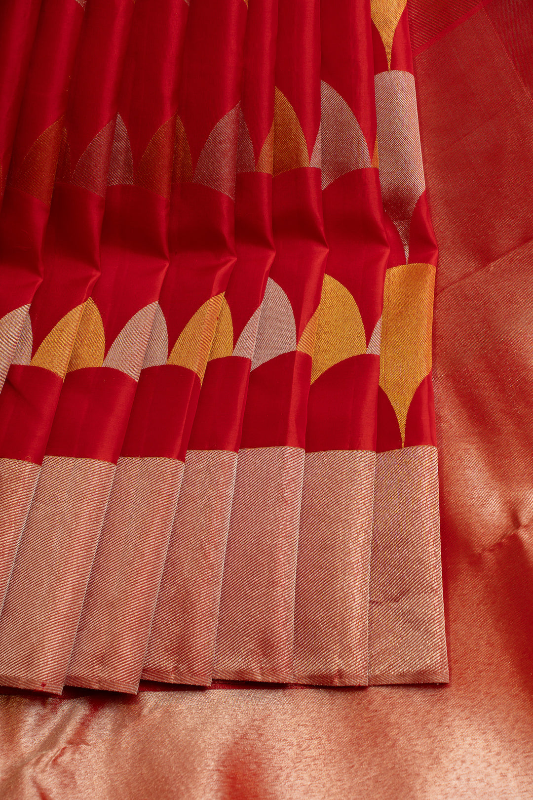 Red and gold pure Kanchipuram silk saree