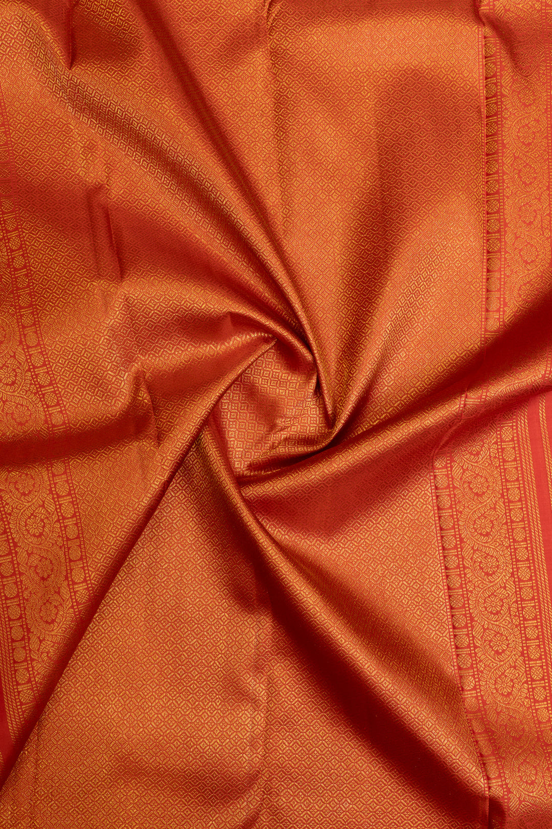 Silverish gold and red iruthalaipakshi brocade pure Kanchipuram silk saree