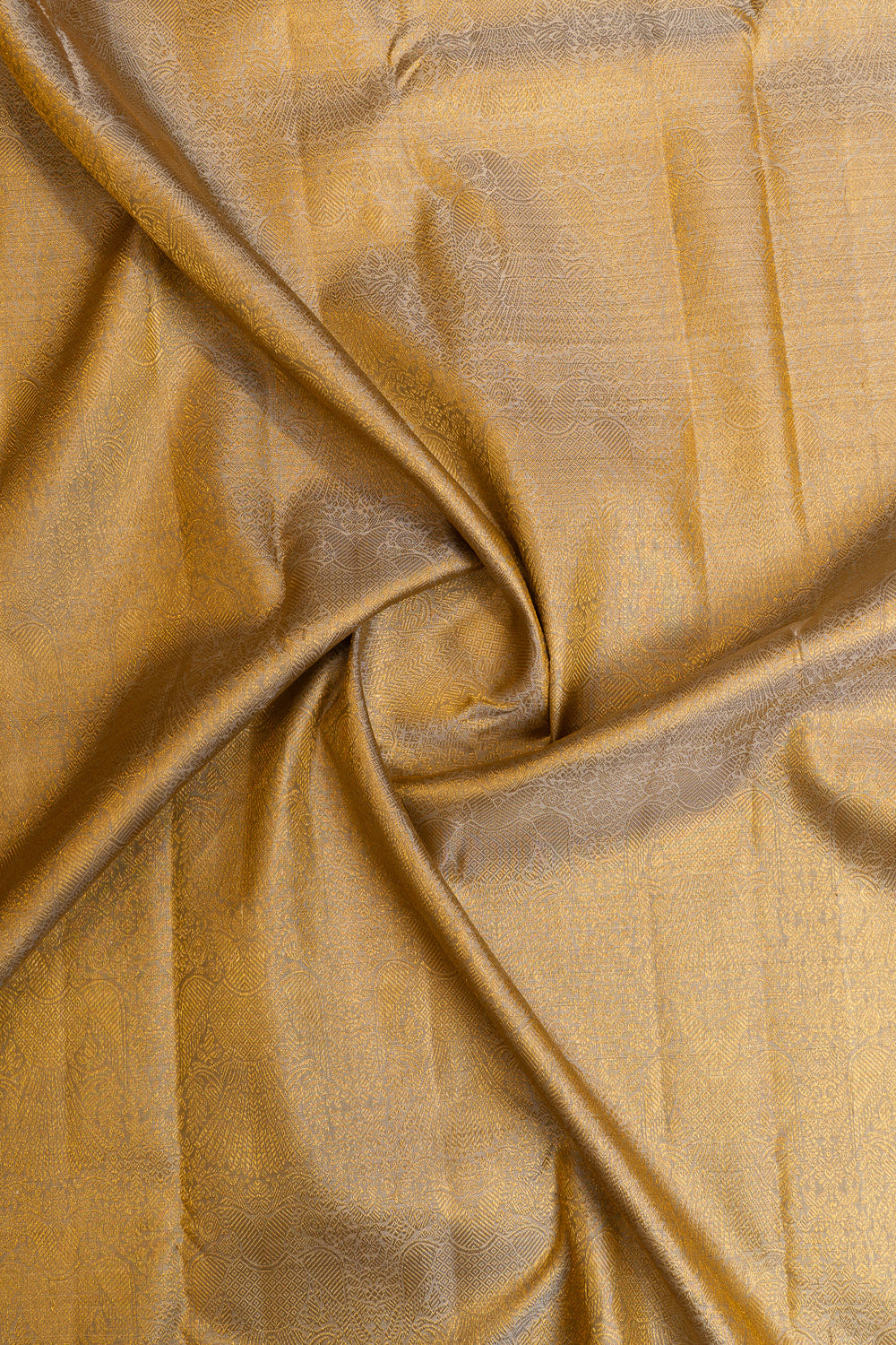 Silverish gold and red iruthalaipakshi brocade pure Kanchipuram silk saree