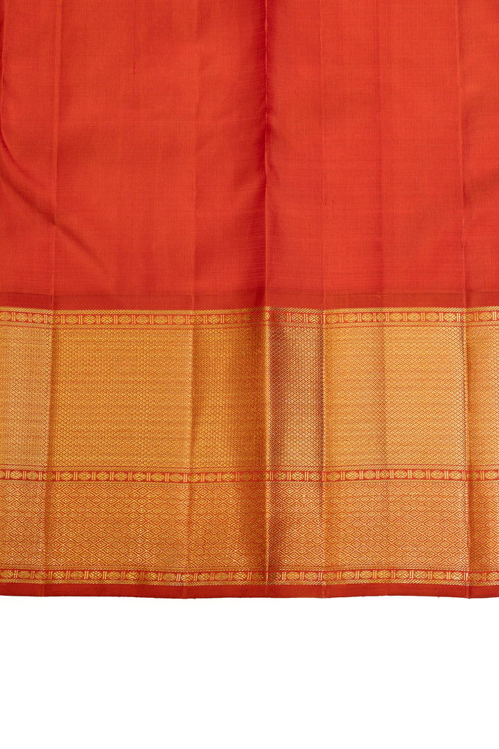 Silverish gold and red iruthalaipakshi brocade pure Kanchipuram silk saree